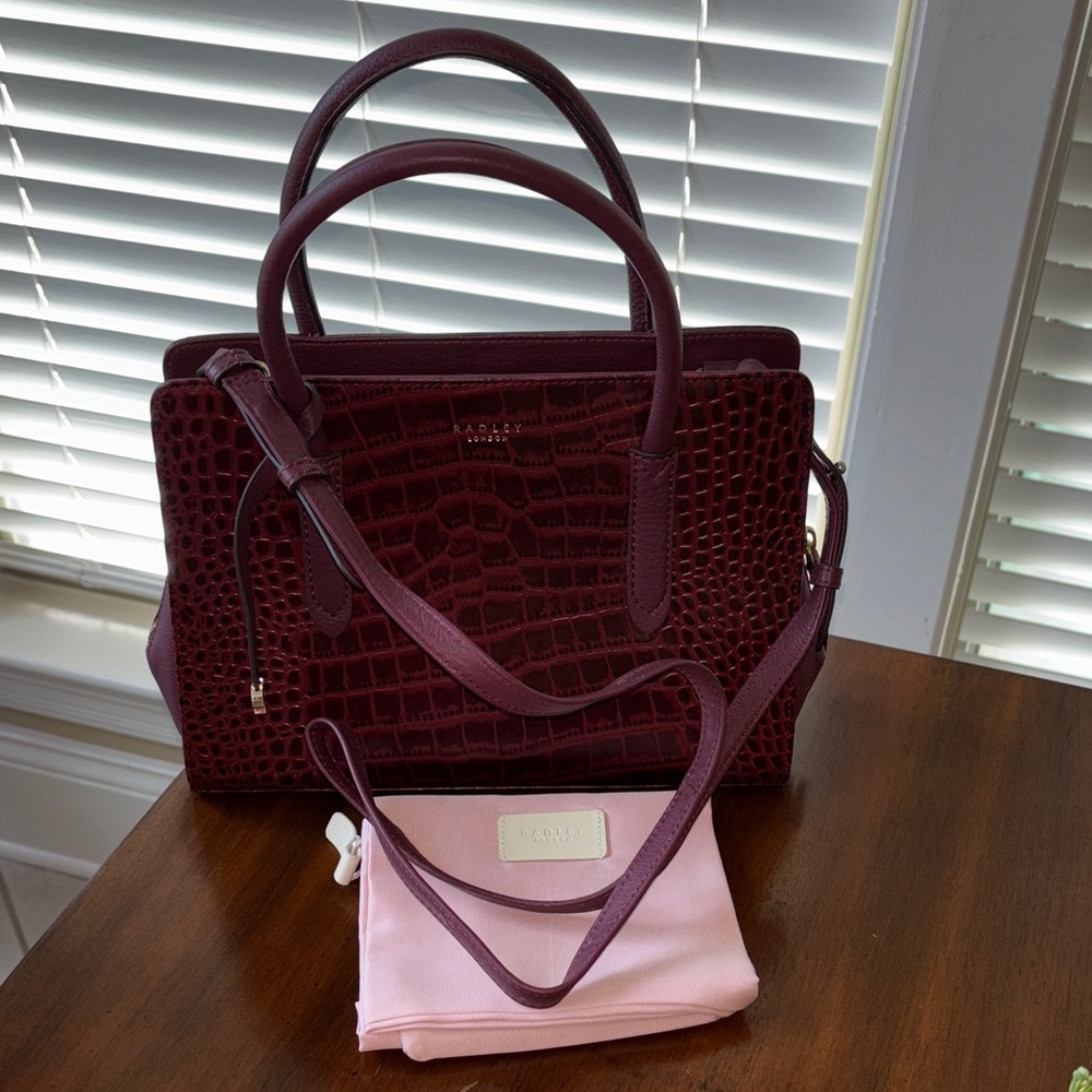 Radley London burgundy Croc-Embossed Satchel